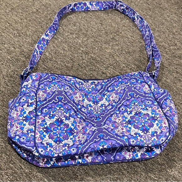 Vera Bradley Woman’s Bag Tote Shoulder Bag Handbag Purple Paisley Floral - Picture 6 of 7